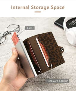 Leopard Print RFID Blocking <b>Card</b> <b>Holder</b> <b>Wallet</b> Slim Automatic <b>Card</b> Release Button Closure Credit <b>Card</b> Case - Product Image 5