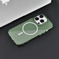 Couverture complète translucide vert PC coque rigide souple TPU pare-chocs magnétique Anti-choc coque de téléphone pour iPhone 14 Plus 14 15 Pro Max