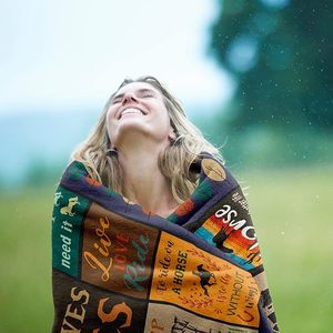 Collage Western Cowboy Flannel Blanket Throw Blanket Nap Blanket Super Soft <b>Machine</b> Washable for <b>Travel</b> Camping Custom Print - Product Image 2