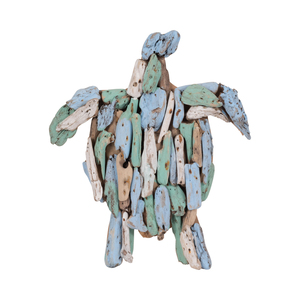 Scultura artistica a forma di tartaruga in legno di recupero, decorazione murale costiera per casa, bagno, soggiorno, ufficio - Product Image 1