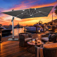 Outdoor LED Freiarm-Sonnenschirm 35*55*2,0mm Diagonaler Aluminiumarm Oxidierter Aluminiumrahmen Garten-Terrassen-Sonnenschutz