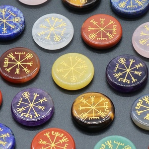 Wholesale Natural Crystal Round Shape <strong>Engraved</strong> With Direction Symbol Seven <strong>Chakra</strong> Gemstone for Energy Healing and Decoration - Product Image 6
