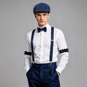SOLPOP Ensemble d'accessoires pour homme style Gatsby des années 20, chapeau Fedora vintage, costumes des années 20 pour fête Gatsby - Product Image 2