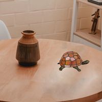 Lampe de table d'appoint miniature Jingangwan de style traditionnel, en verre teinté, motif tortue, pour éclairage d'ambiance animalier