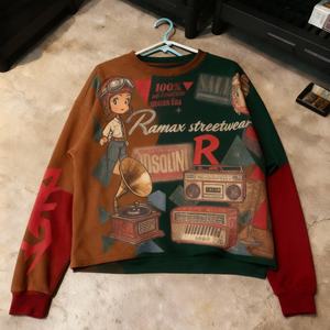 Camiseta de Manga Larga para Hombre, Estilo Vintage, 100% Algodón Grueso, con Estampado Gráfico, Talla Grande, Impresión DTG, Transpirable, Estilo Urbano - Product Image 2