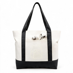 Bolsas de Mano Personalizadas al por Mayor para Mujer, Bolsas de Compras Reutilizables Resistentes al Agua con Cierre de Cremallera, Logotipo Serigrafiado en Lona - Product Image 2