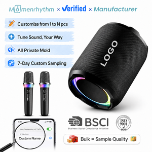 Altavoces con Logotipo Grabado para Reproductor de Karaoke, Bluetooth 5.4, Entrada para <span class=keywords><strong>Dos</strong></span> Micrófonos, Sonido Envolvente 3D, Recargables, Resistentes a la Intemperie, Portátiles - Product Image 1