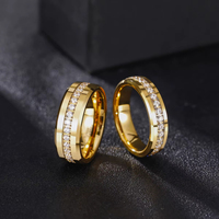 Anillos de Tungsteno Tempusort Classic Shiny de 6mm y 8mm, Chapados en Oro de 14K para Parejas, Joyería Personalizada, Anillos de Boda con Circonitas