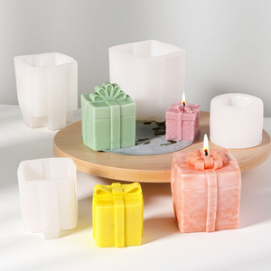 Christmas Gift Box Shaped Silicone <b>Mold</b> For DIY <b>Candles</b> Soap Making 4Pcs Set - Product Image 1