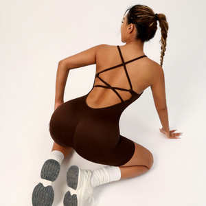 Ensemble <span class=keywords><strong>de</strong></span> yoga respirant pour femme, vêtements <span class=keywords><strong>de</strong></span> <span class=keywords><strong>sport</strong></span> sans couture, comprenant un legging court et un haut à manches courtes, coupe ajustée, effet push-up fessier - Product Image 4