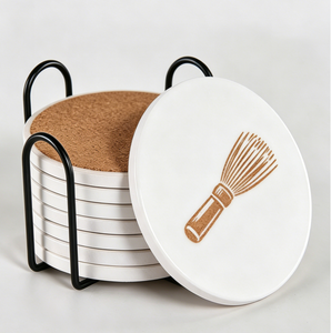 Sous-verres en céramique avec base en liège, logo personnalisé, sublimation, absorbants pour le thé/le café - Product Image 4