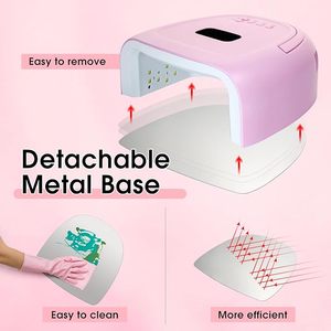 Professional 60W Rechargeable UV LED Nail Lamp 42pcs Lamp Beads & 4 <b>Timers</b> Portable Handle for Gel Nail Drying at Home - Product Image 3