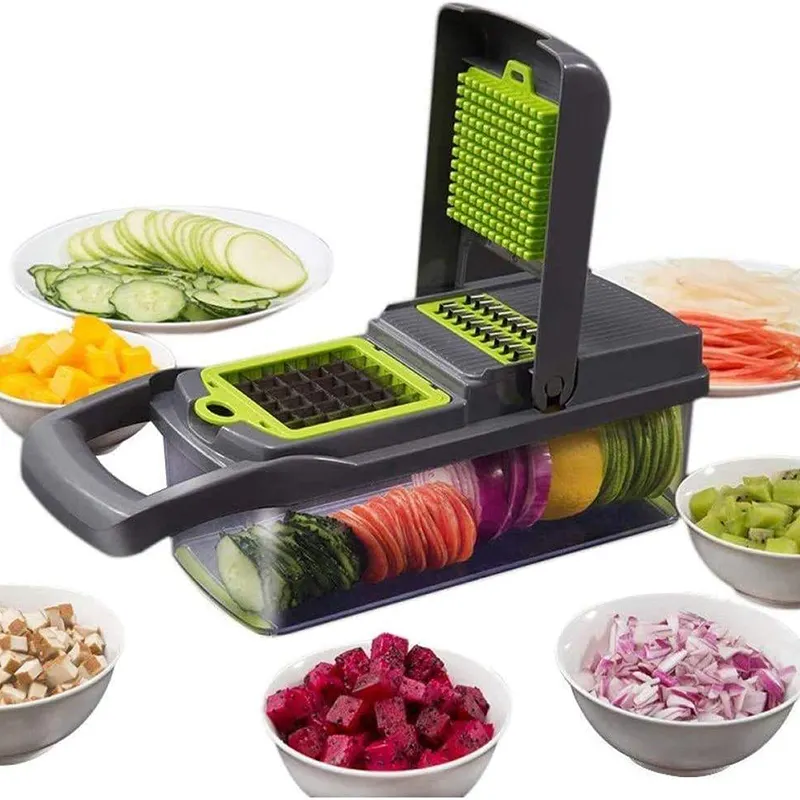 Multifunktion ales Küchen zubehör Mandoline Slicer Dicer Zwiebel Veggie All-in-1 schnelles Handbuch 12 in 1 Gemüse hacker