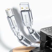 Cable USB Transparente SAMZHE para Impresora, Cable Conector USB-A a USB-B con Núcleos de Ferrita Dobles AM/BM para Impresoras HP, Canon y Epson