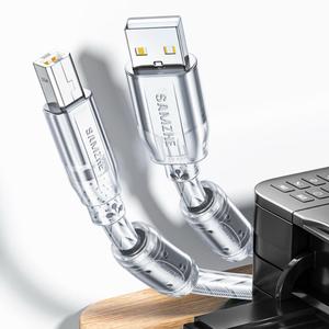 สายเชื่อมต่อ<span class=keywords><strong>เครื่อง</strong></span>พิมพ์ SAMZHE แบบใส สีขาว USB-A ถึง USB-B พร้อมแกนเฟอร์ไรต์คู่ AM/BM สำหรับ<span class=keywords><strong>เครื่อง</strong></span>พิมพ์ HP <span class=keywords><strong>Canon</strong></span> Epson - Product Image 4