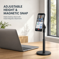 Support de téléphone magnétique télescopique de haute qualité à prix d'usine, trépied de bureau réglable pour selfie, support de téléphone rotatif en stock
