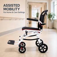 Silla de Ruedas Manual Ultraligera Portátil de 7.7 kg, Plegable, de Aleación de Aluminio, para Viajes y Transporte, con Sistema de Amortiguación, 100 kg
