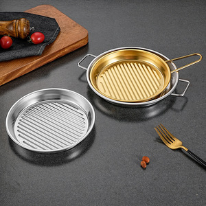 Plateau rond en acier inoxydable <span class=keywords><strong>à</strong></span> double poignée pour la cuisson de pizzas, idéal pour les frites de fruits de mer et le poulet frit, vente en gros sur mesure - Product Image 3
