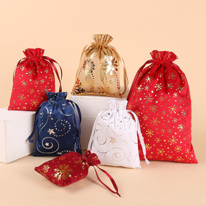 Pochette de Noël en velours de luxe avec cordon de serrage, sac à pommes pour la veille de Noël, sac à bonbons, sac cadeau en soie avec cordon de serrage en aluminium pour Noël - Product Image 1