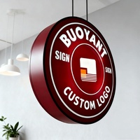 Letrero Luminoso Circular Personalizado para Exteriores, Letrero Redondo con Iluminación LED, Logotipo para Negocios, Cafeterías