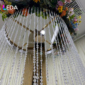LEDA Suministros para Bodas, Soporte de Flores de 4 pies para Centro de Mesa, Soporte de Flores de Acero Inoxidable Dorado con Cortina de Cuentas para Decoración de Eventos - Product Image 2
