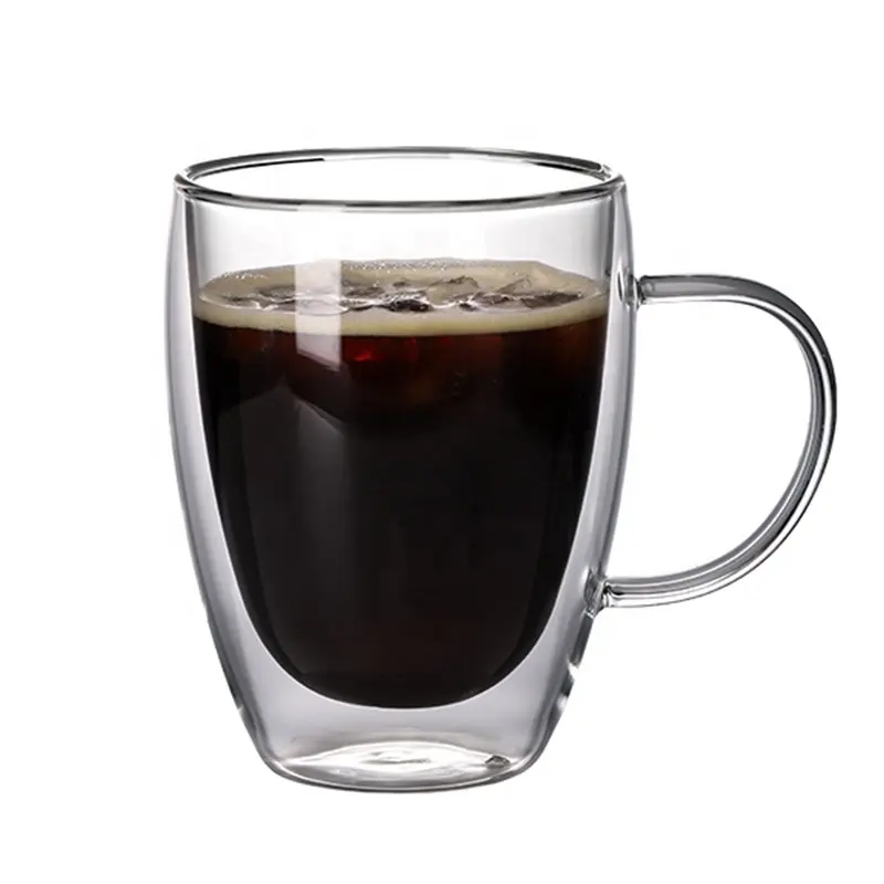 Food grade borosilicae glass mug iced coffee glasses glass coffee mugs with handles