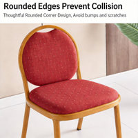 Chaise de banquet professionnelle empilable en métal robuste - Chaise de salle à manger moderne rembourrée en tissu avec patins de protection pour usage commercial