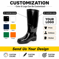 Bottes de pluie pour adultes en PVC brillant, imperméables, antidérapantes, hautes, en caoutchouc, avec logo personnalisé, couleur au choix, pour l'agriculture, la construction, les travaux en extérieur