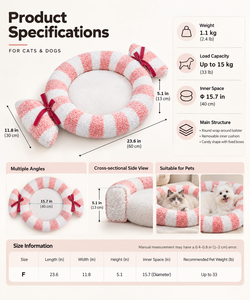 Custom Luxury Popular Round <b>Donut</b> <b>Dog</b> <b>Bed</b> Plush Comfortable Warm Pet <b>Bed</b> Nest OEM & ODM - Product Image 4