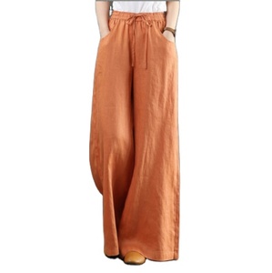 กางเกงขายาวทรงหลวมเอวผูกเชือกสำหรับผู้หญิงไซส์ใหญ่ รุ่น Ohsisa New Plus Size แฟชั่นทันสมัย ผ้าฝ้ายและผ้าลินิน - Product Image 1