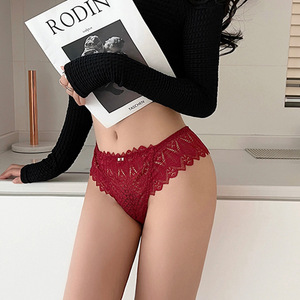 <span class=keywords><strong>Tanga</strong></span> sexy de encaje de talla grande para mujer, sin costuras, de tiro bajo, muy elástica, con aberturas, transpirable, para chicas con curvas. - Product Image 4