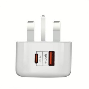 Wholesale Mini 20W UK US EU Plug Qc3.0 Quick Charger Pd 20W Phone Charger Dual Ports USB-C Fast Wall Charger Adapter for Phone - Product Image 2
