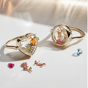 Boîte à accessoires en cuivre coloré avec zircon, pour femme, en forme de cœur rond, pour cadeau DIY - Product Image 1