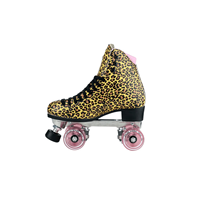 Patins à roulettes d'extérieur à la mode Botte en vinyle à imprimé léopard Roues à double surface