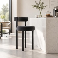 Tabouret de bar moderne avec structure en métal, chaise de bar rembourrée avec accoudoirs pour café, restaurant, hôtel