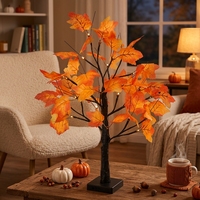 Luces LED de Árbol de Hojas de Arce, Decoración Artificial para Mesa de Exterior, Guirnalda de Luces Cálidas, Alimentación USB, IP44 Impermeable, Decoración Navideña