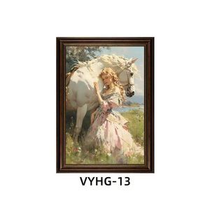 Charming Pink Dress Girl Art Print Pintura a óleo com moldura Romantic Country Style Canvas Wall Decor para espaços interiores - Product Image 2