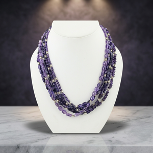 Collier Multicouche en Perles d'Améthyste pour Femme Art Palace, Bijou de Fête en Pierre Naturelle, Idéal Cadeau - Product Image 1