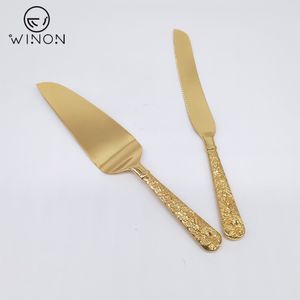 <span class=keywords><strong>Pelle</strong></span> à <span class=keywords><strong>pizza</strong></span> avec manche fleuri, couteau à gâteau doré et ensemble de couverts pour servir les gâteaux, pour restaurant et <span class=keywords><strong>maison</strong></span> - Product Image 1