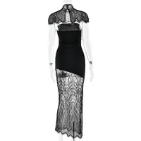 Robe longue moulante sexy sans manches en dentelle noire pour femmes, vêtements d'été tendance pour femmes, robes pour femmes élégantes 2026