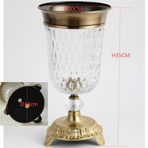 Crystal Glass Vase With Gold Handles 28cm W 33cm H Traditional Decorative Tabletop Vase For Living Room Home Decoration - Product Image 5