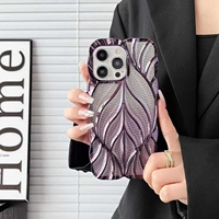 Coque de téléphone à motif de feuilles 3D, coque en TPU électro-plaquée, antichoc, coque scintillante pour iPhone 18 Pro Max, couleur personnalisée