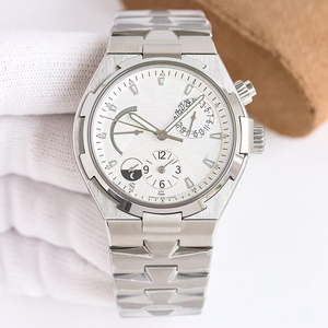 Reloj Mecánico de Lujo, Nuevo y Moderno, Caja de Acero, Esfera Blanca, Brazalete Integrado, Resistente al Agua 50M, Doble Hora, Reserva de Energía, Día y Noche - Product Image 1