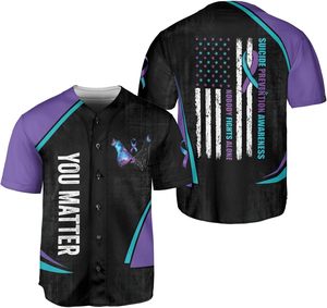 Ensembles de maillots de baseball de sport Soutien à la santé mentale Prévention du suicide unisexe Anti-bactérien évacuant l'humidité US - Product Image 6