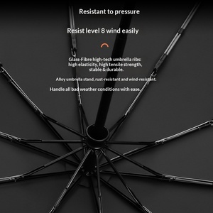 <span class=keywords><strong>Parapluie</strong></span> pliant entièrement automatique en alliage d'aluminium, brise-vitre, 10 baleines, argenté, pare-soleil, publicitaire pour entreprises - Product Image 4