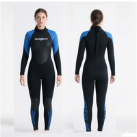 DIVESTAR Desain Khusus 3mm Neoprena Wanita Diving Wetsuit Ritsleting Belakang Setelan Lengkap Lengan Panjang Bernapas Warna Blok Stylish di Bagian Depan
