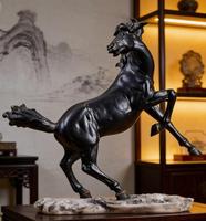 Sculpture d'animal en résine noire faite à la main, cheval, Feng Shui, décoration moderne pour la maison, artisanat commémoratif pour l'année du cheval