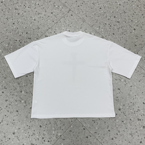 Fabrication de t-shirts de créateurs, t-shirts surdimensionnés en coton biologique personnalisés, t-shirts à épaules tombantes, imprimés avec des motifs graphiques blancs, t-shirts pour hommes - Product Image 4