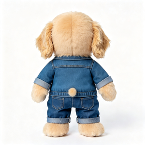 Adorable Fluffy Golden Dog Plush Doll Cute <strong>Puppy</strong> Stuffed Toy Dressed in Denim Jacket and White T-shirt Dog Plush Toy - Product Image 5