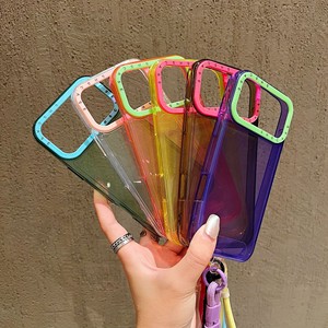 <span class=keywords><strong>Funda</strong></span> con Correa de Muñeca en Color Contrastante para <span class=keywords><strong>iPhone</strong></span> 18 17 Air 16 15 14 13 12 11 Pro Max XS XR 6 S 7 8 Plus, Carcasa Transparente Antigolpes - Product Image 4